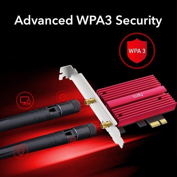 CUDY WE3000S AX5400 Wi-Fi 6E Bluetooth 5.3 PCI-E Kablosuz Ağ Adaptörü