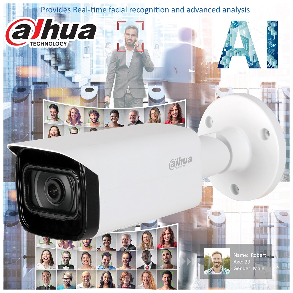 DAHUA IPC-HFW5442T-ASE,  2Mpix, 2,8mm Lens, H265+, Wizmind, 50Mt Gece Görüşü,  IP67, IK10, PoE Metal Kasa Bullet IP Kamera