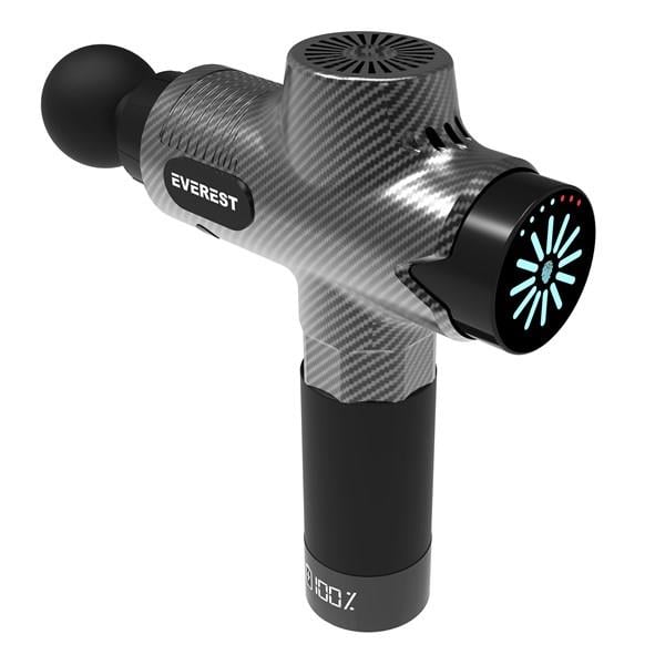 Everest EV-MT52 Karbon Fiber/Siyah 24V 2500 mAh Fırçasız Motor 3960 RPM Hız 10 Başlıklı Kablosuz Sporcu Masaj Tabancası
