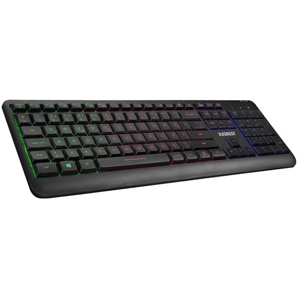 EVERST Q TR KM-1500 Siyah Kablosuz Rainbow Aydınlatmalı Q Multimedia Klavye + Mouse Set