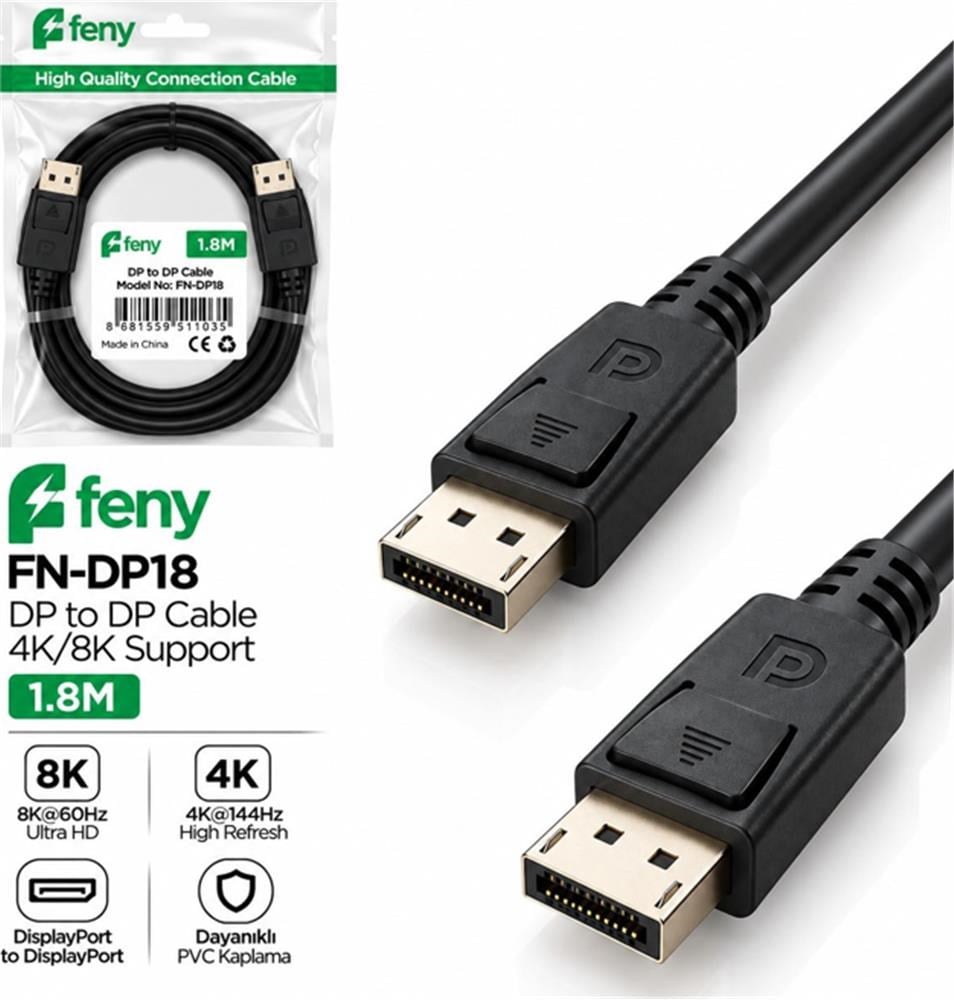 Feny FN-DP18 Display To Display 8k 60Hz - 4k 144hz 1.8mt Kablo
