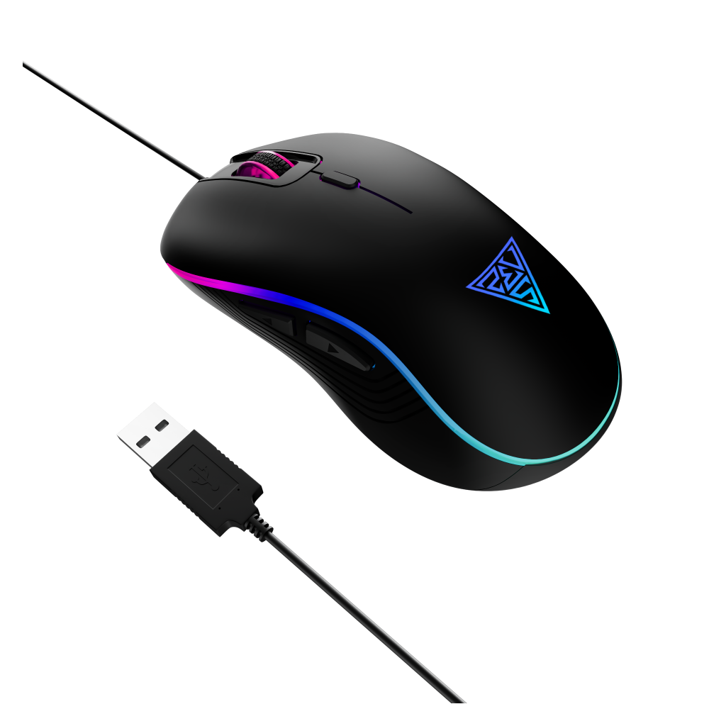 GAMDIAS AURA GS3, Çok Renkli Aydınlatma,  USB Kablolu, 6 Programlanabilir Buton, Gaming Mouse, 3.600 DPI, Siyah