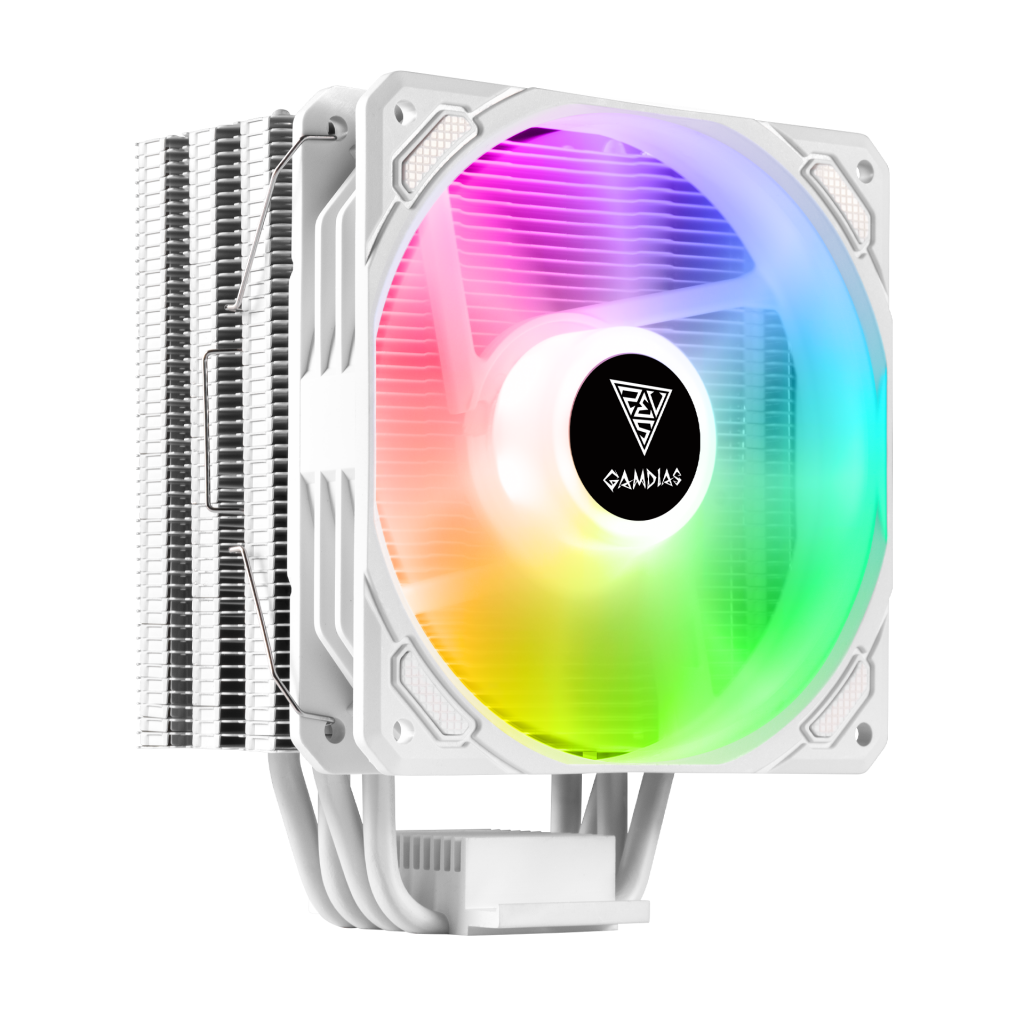 GAMDIAS BOREAS E1-410 WH, White Edition, 120mm, CPU Kule Tipi Hava Soğutma, Doğrudan Temas Teknolojisine Sahip 4 adet Gelişmiş Bakır Isı Borusu (AMD AM4-AM5 ve INTEL Tüm işlemciler ile uyumlu)