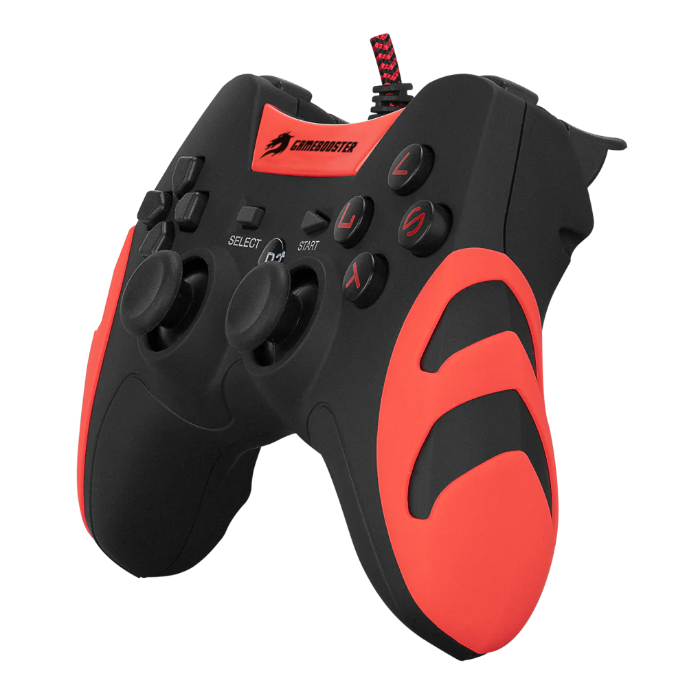 GAMEBOOSTER GB-J54R USB Kablolu Oyun Kolu, Çift Titreşim Motorlu, Ergonomik Kırmızı Tasarım, PC ve PS3 Uyumlu Gamepad