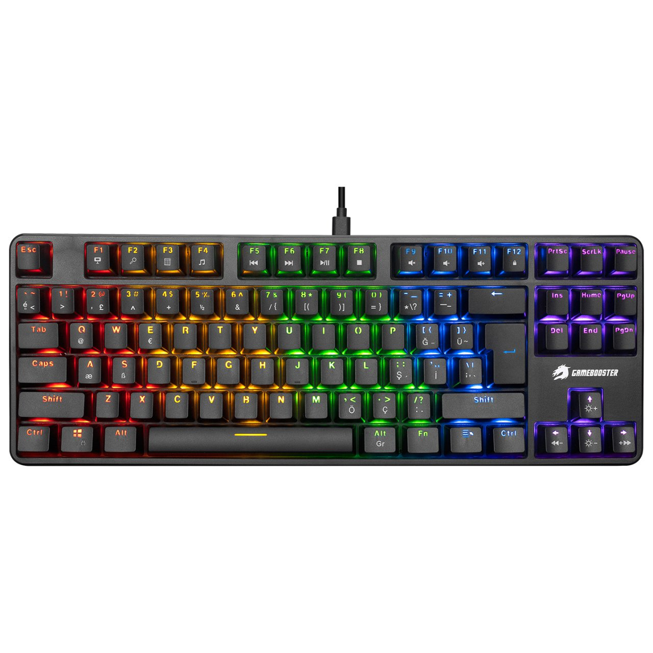 GAMEBOOSTER GM06B Plus Rainbow Aydınlatmalı 88 Tuş Mekanik Oyun Klavyesi