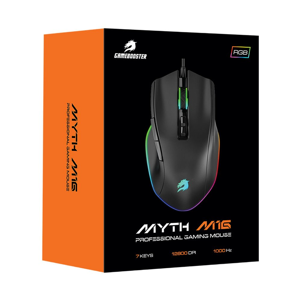 GAMEBOOSTER M16 Myth RGB Aydınlatmalı Siyah Profesyonel Gaming Mouse