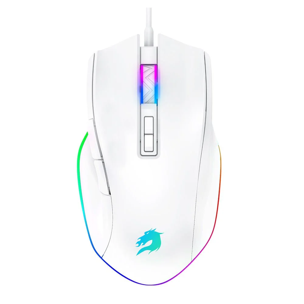GAMEBOOSTER M16 Myth Yüksek Hassasiyetli Dynamic RGB Aydınlatmalı, Makro Destekli Kablolu Profesyonel Beyaz Oyuncu Mouse
