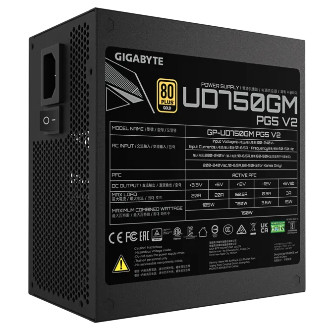 GIGABYTE 750w 80+Gold GP-UD750GM PG5 v2 Tam Modüler Power Supply