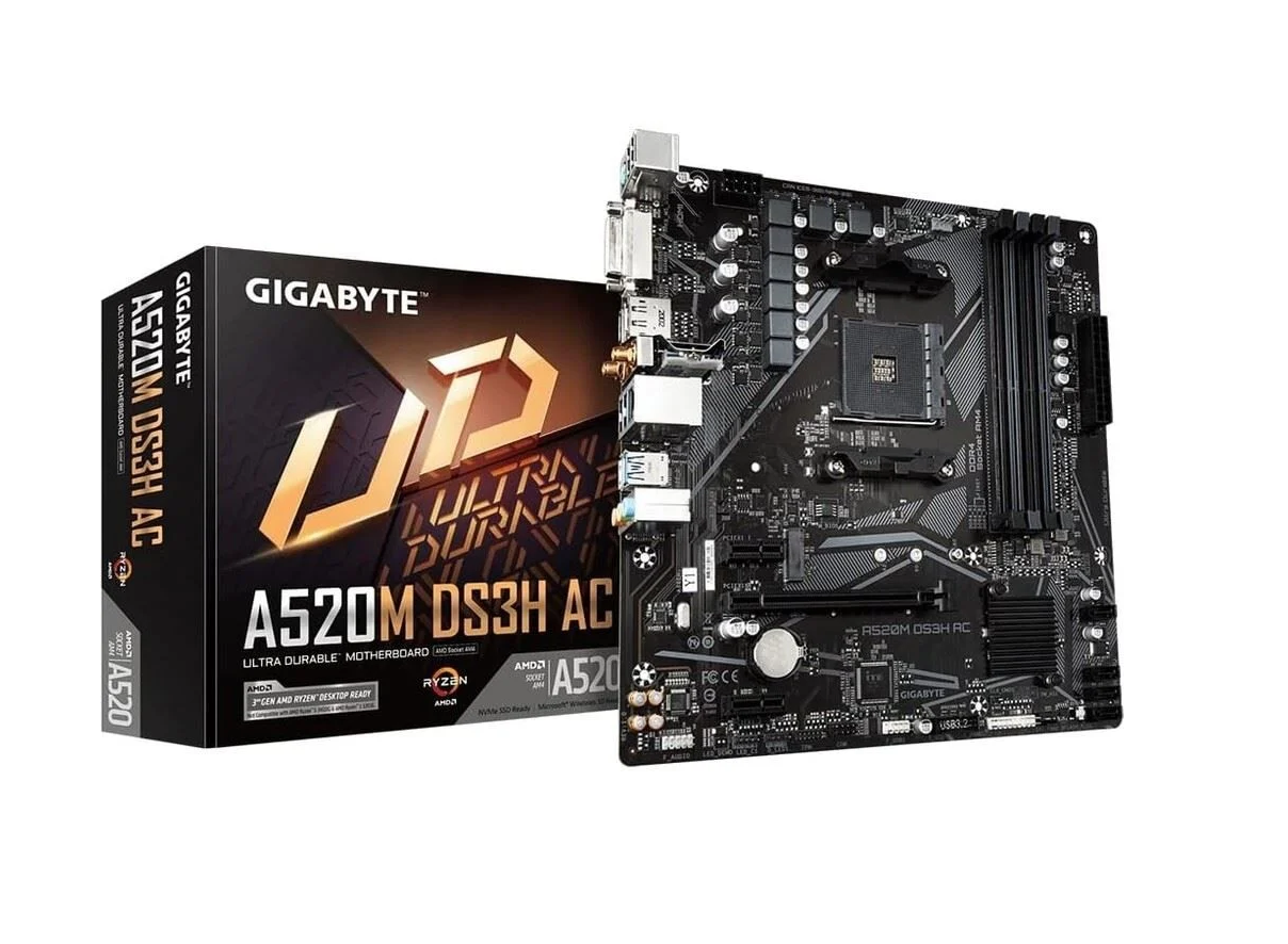 Gigabyte A520M DS3H AC Wi-Fi AMD AM4 DDR4 Micro ATX AnakartGigabyteAnakartB07131