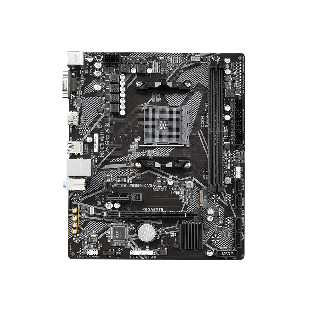 GIGABYTE A520M-K V2, 2xDDR4, 1x M.2, D-SUB, HDMI, AM4 Soket Anakart