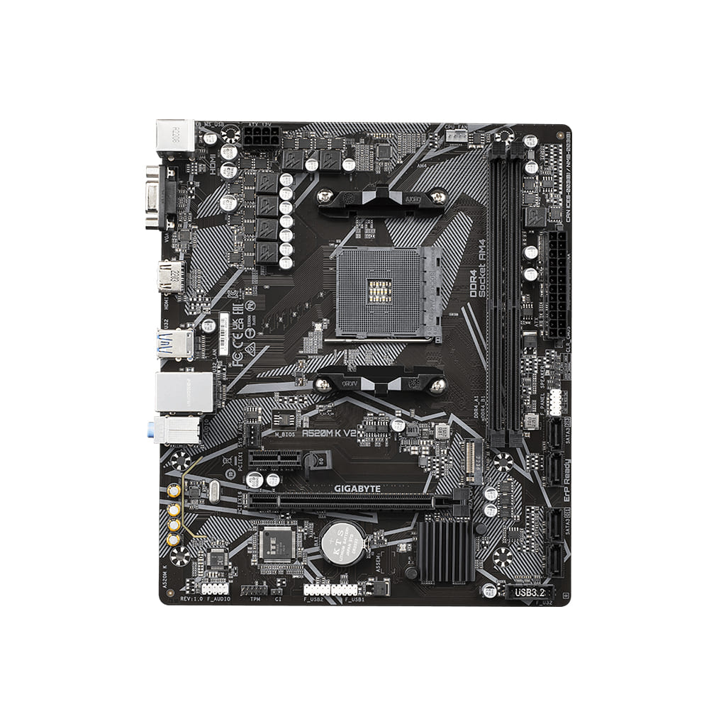 GIGABYTE A520M-K V2, 2xDDR4, 1x M.2, D-SUB, HDMI, AM4 Soket Anakart