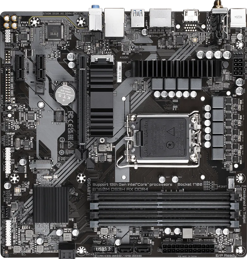 GIGABYTE B760M DS3H AX WIFI6E DDR4 HDMI TYPE-C DP PCIE 4.0 1700p mATX