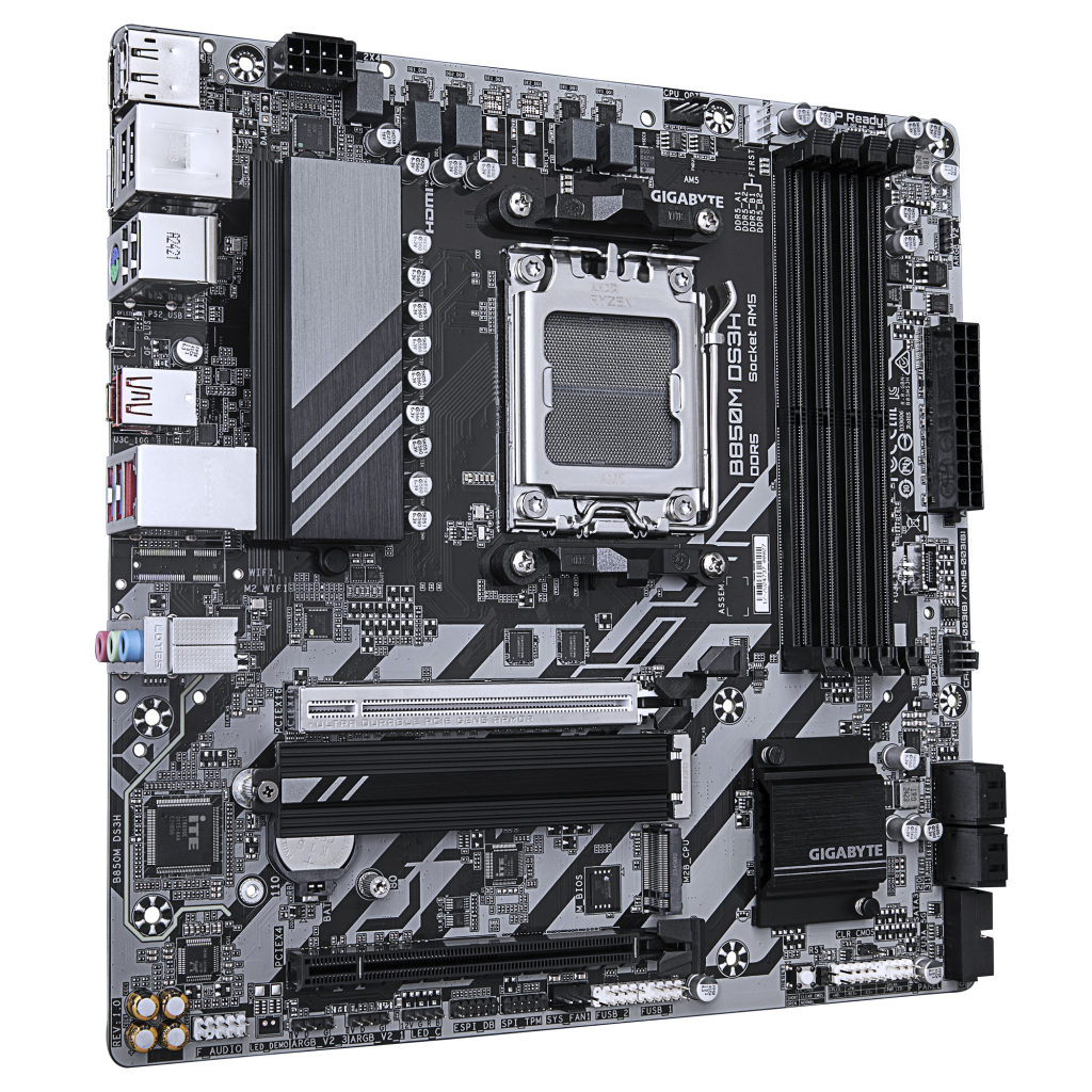 GIGABYTE B850M DS3H, 4xDDR5, 2xM.2, 2xDP, HDMI, Type-C, AM5 Soket GAMING Anakart