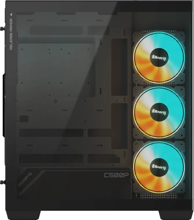 GIGABYTE C500 Panoramic Stealth Ön ve Yan Paneli Temperli Cam 4x ARGB Fanlı Gizli Konnektör Uyumlu Siyah Mid Tower Kasası