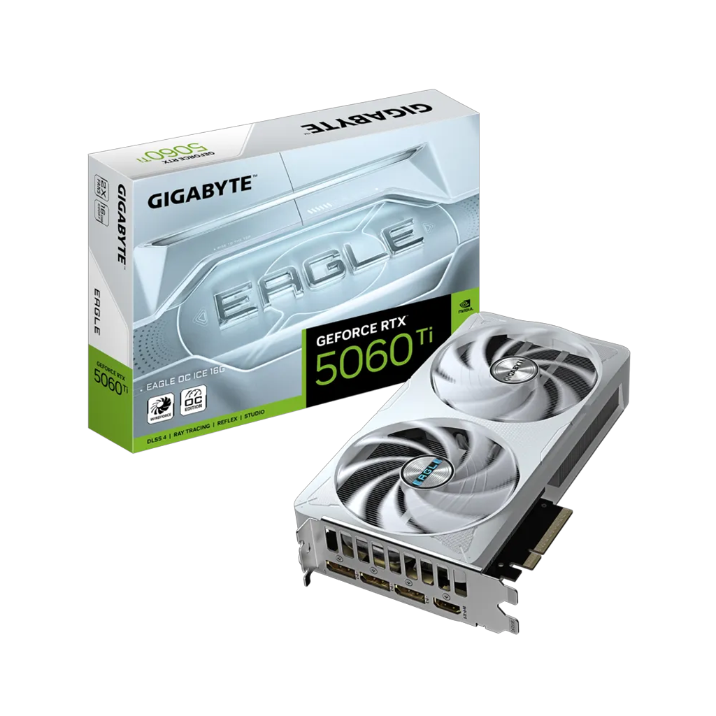 GIGABYTE GV-N506TEAGLEOC ICE-16GD, RTX5060TI, EAGLE OC ICE, 16Gb, GDDR7, 128BIT, 2 Fanlı, 1xHDMI, 3xDP, GAMING Ekran KARTI