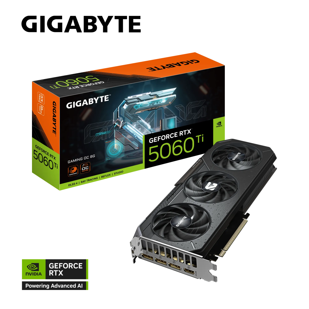 GIGABYTE GV-N506TGAMING OC-8GD, RTX5060TI, GAMING OC, 8Gb, GDDR7, 128BIT, 3 Fanlı, 1xHDMI, 3xDP, GAMING Ekran KARTI