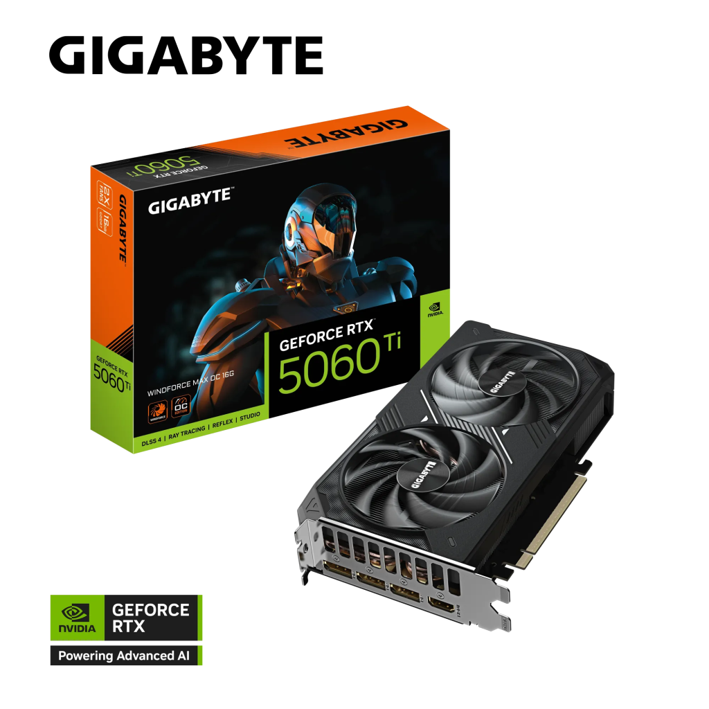 GIGABYTE GV-N506TWF2MAX OC-16GD, RTX5060TI, WINDFORCE MAX OC, 16Gb, GDDR7, 128BIT, 2 Fanlı, 1xHDMI, 3xDP, GAMING Ekran KARTI