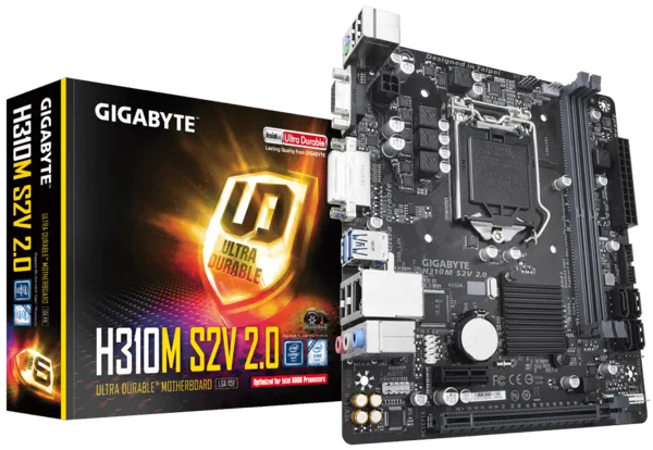 GIGABYTE H310M-S2V 2.0 DDR4 SATA3 DVI PCIe 16X v3.0 1151p v2 mATX