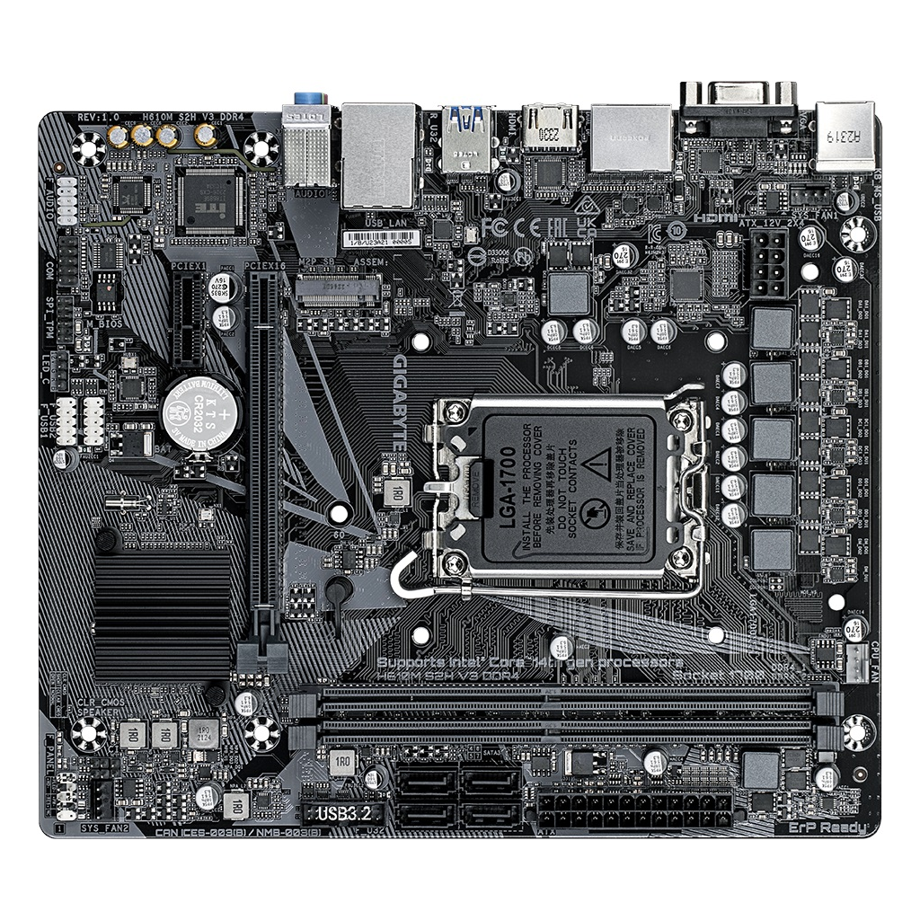 GIGABYTE H610M S2H V3, DDR4, rev1.0, 2xDDR4, M.2, D-SUB, HDMI, DP, 12-13.14.Nesil, LGA1700 Soket, Anakart