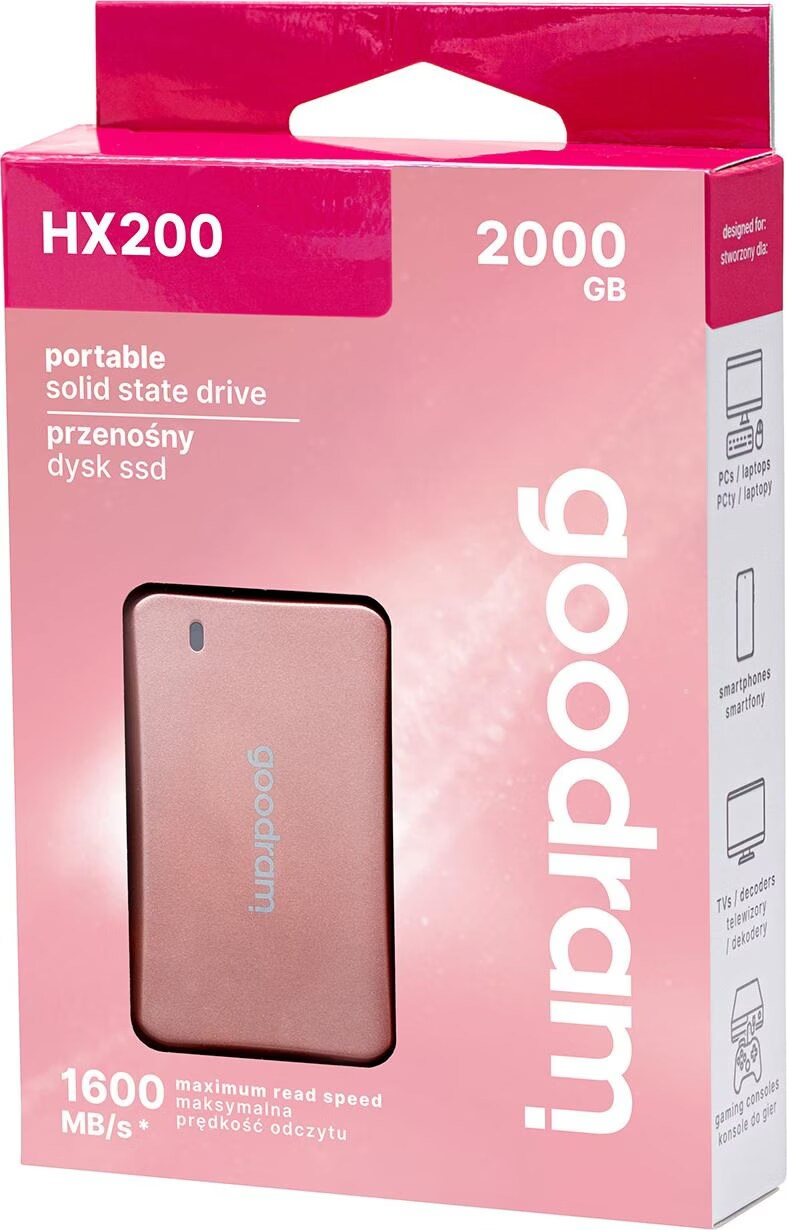 GOODRAM 2TB HX200 SSDPR-HX200-2K0-RG 1600-1500MB/s TYPEC SSD Harici Disk Rose