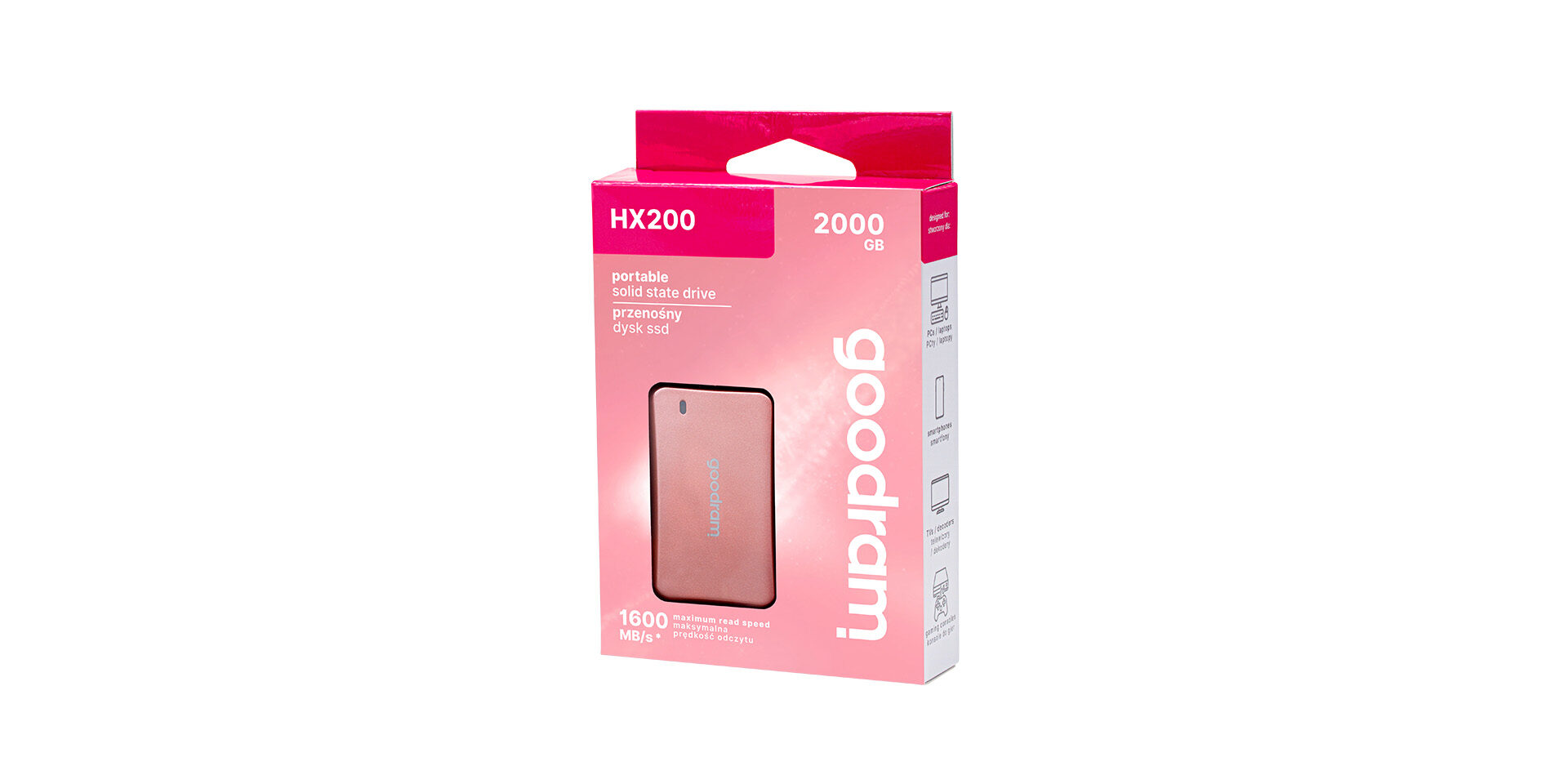 GOODRAM 500GB SSDPR-HX200-500-RG USB 3.2 Harici Harddisk Pembe