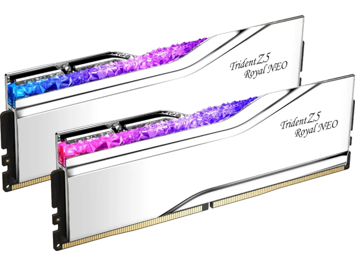 GSKILL 64GB (2X 32GB) DDR5 6000MHZ CL26 RGB DUAL KIT PC RAM / TRIDENT Z5 ROYAL Royal NEO SILVER F5-6000J2636H32GX2-TR5NS