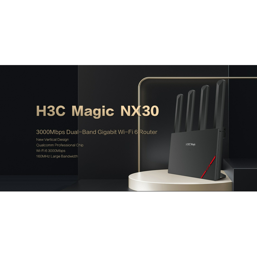 H3C Magic NX30, Dual Band, WiFi 6, 3000Mbps, 4Port GigaBit, 4ad Anten, Masaüstü, Router