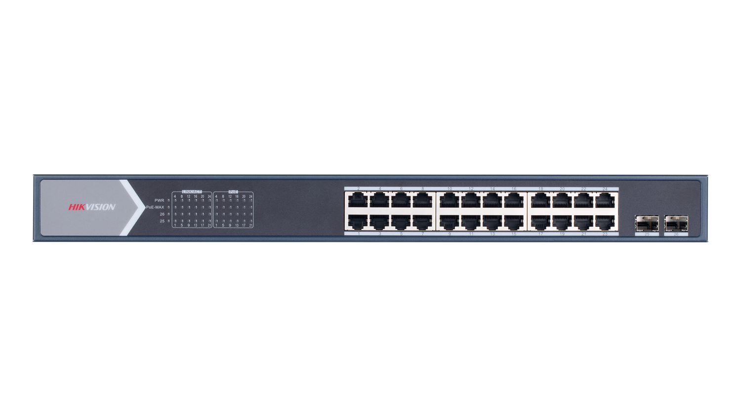 HIKVISION 24port PoE 250w 2-SFP Gigabit Yönetilemez Switch DS-3E0526P-E/M
