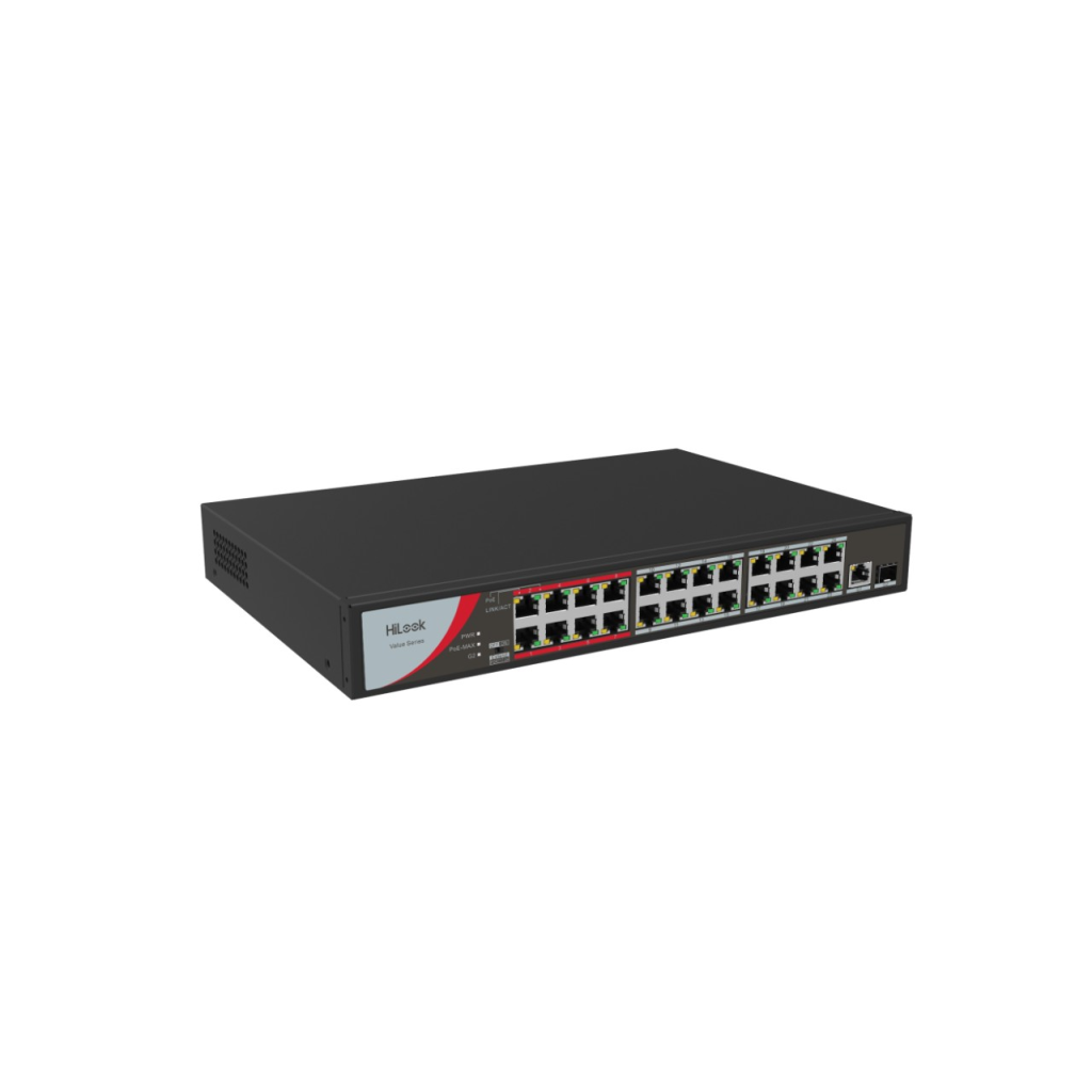 HILOOK NS-0326P-230(B), 26Port, Megabit, 24 Port PoE, 230W, +1 Port GigaBit, +1 Port GigaBit SFP, Long Range 250Metre, Yönetilemez, Masaüstü Switch