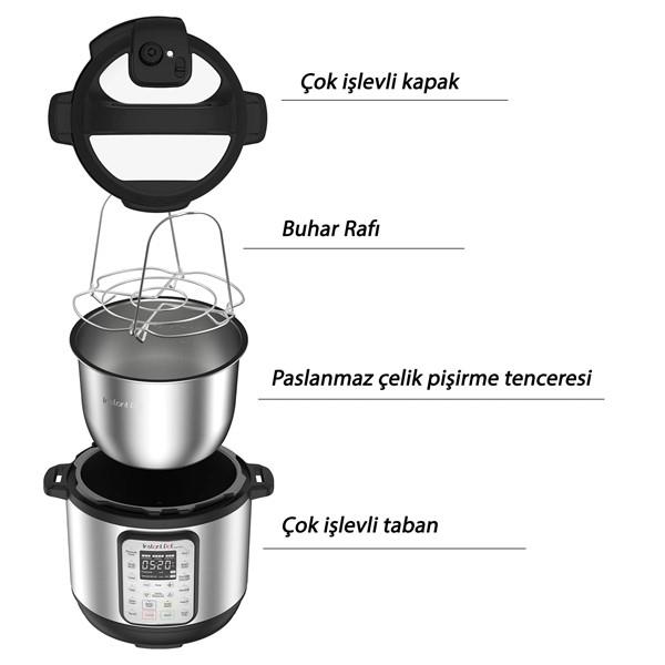 Instant Duo 8 Plus 9'U Bir Arada 7.6 Litre Basınçlı Pişirici