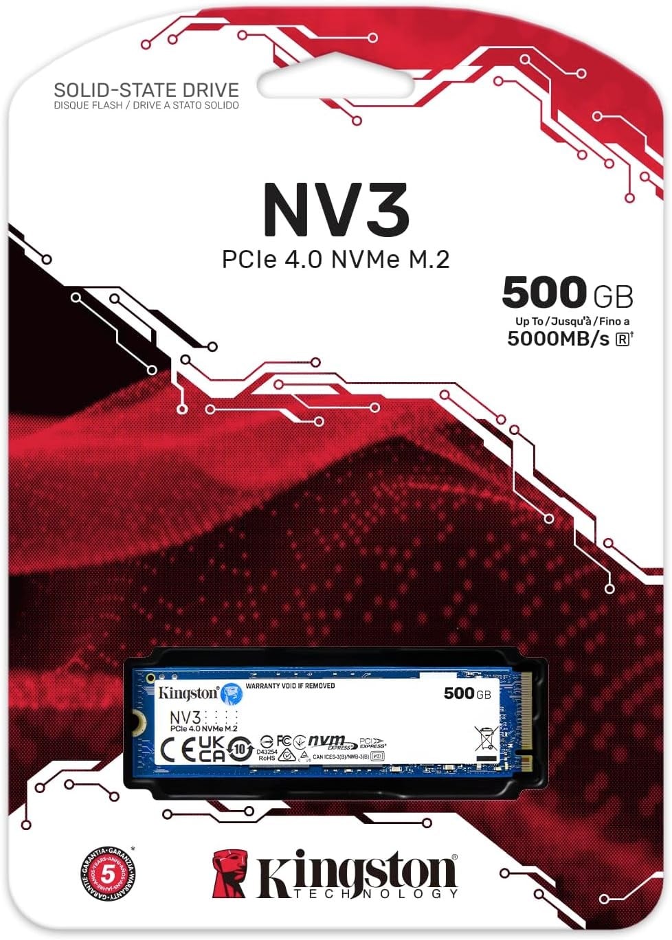 Kingston NV3 500 GB SNV3S/500G PCI-Express 4.0 M.2 SSDKingstonM2 NVME SSDB07522