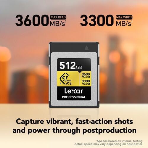 LEXAR 512GB PROFESSIONAL GOLD LCXEXP4512G- RNENG CFEXPRESS 4.0 TYPE-B KART
