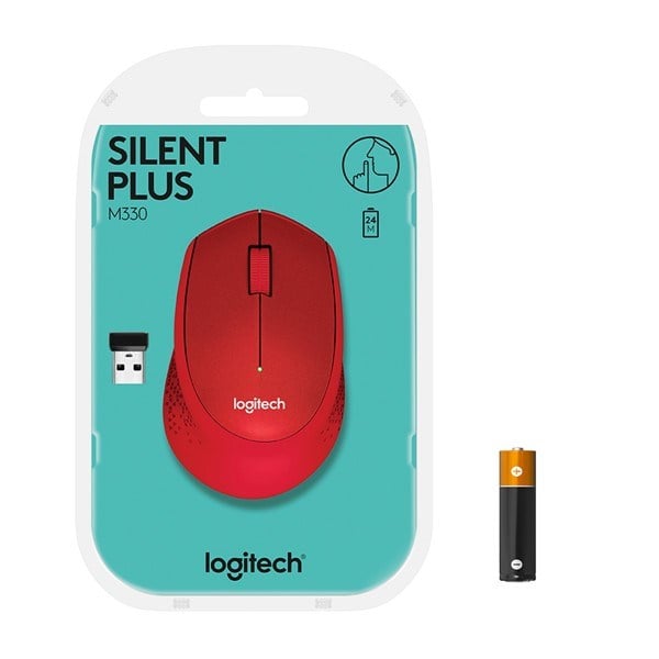 LOGITECH M330 Kablosuz Kırmızı Mouse Sessiz 910-004911