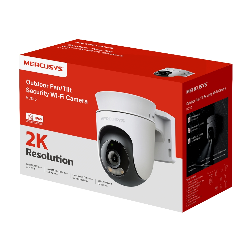 MERCUSYS 3mp 4mm Kablosuz Wıfı Pan-Tilt Harici IP Kamera MC510