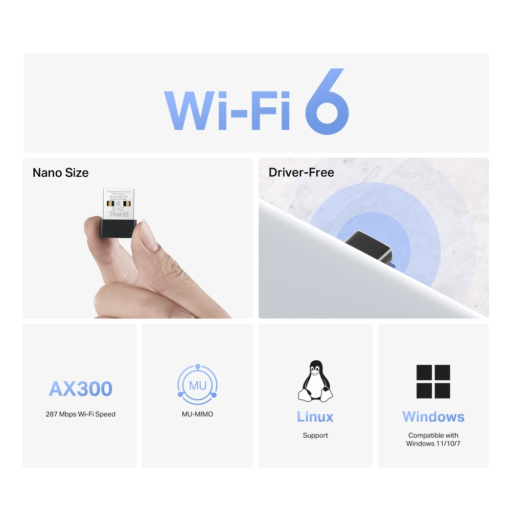MERCUSYS MA14N WIFI6 AX300 Nano Usb Kablosuz Ağ Adaptörü