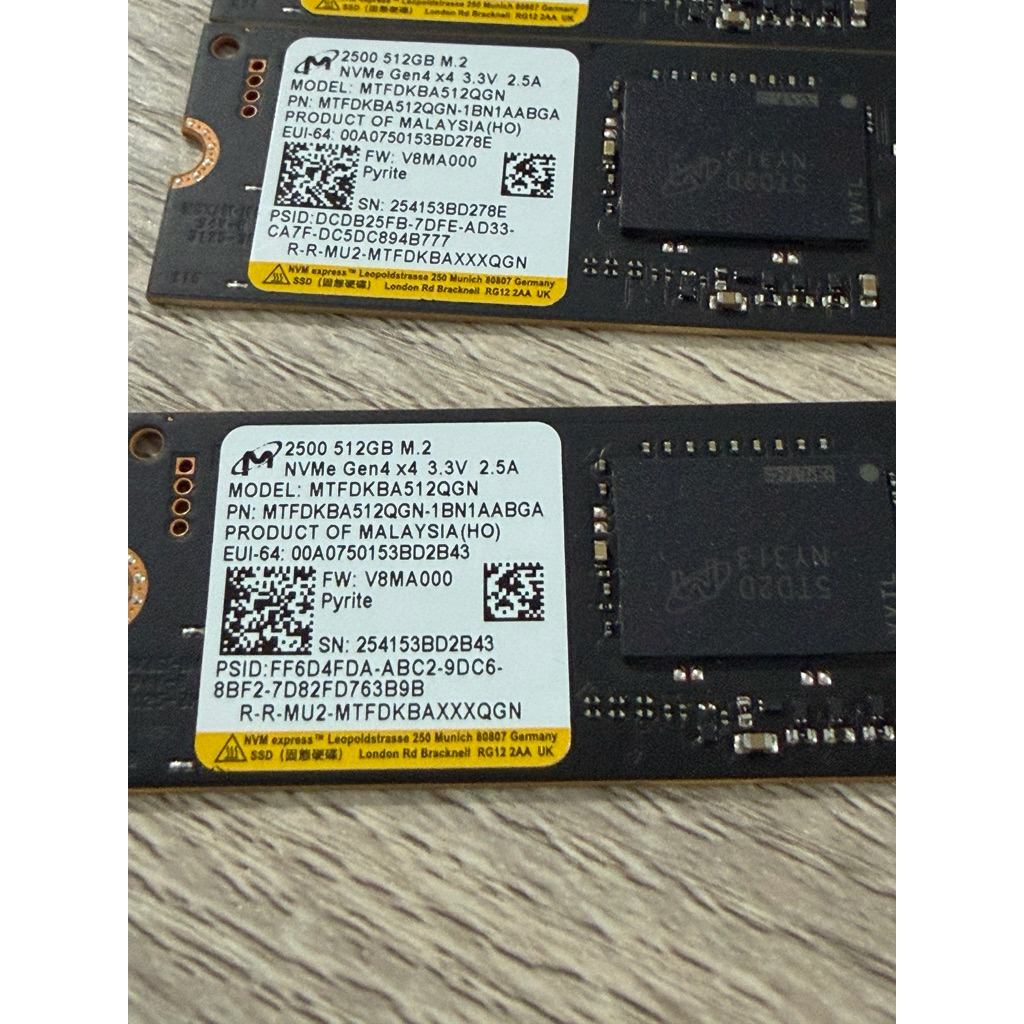 MICRON 2500 Seri, MTFDKBA512QGN-1BN1AABGA, 512GB, 6600/3650, Gen4, NVME PCIe M.2 2280, SSD