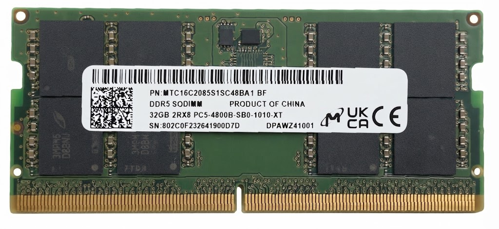 MICRON 32GB DDR5 4800MHZ CL40 NOTEBOOK RAM MTC16C2085S1SC48BA1