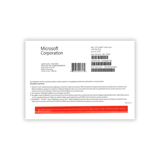 MS WINDOWS 11 PRO 64BIT TR OEM FQC-10556.MicrosoftYeni ÜrünlerPPISMIC0010
