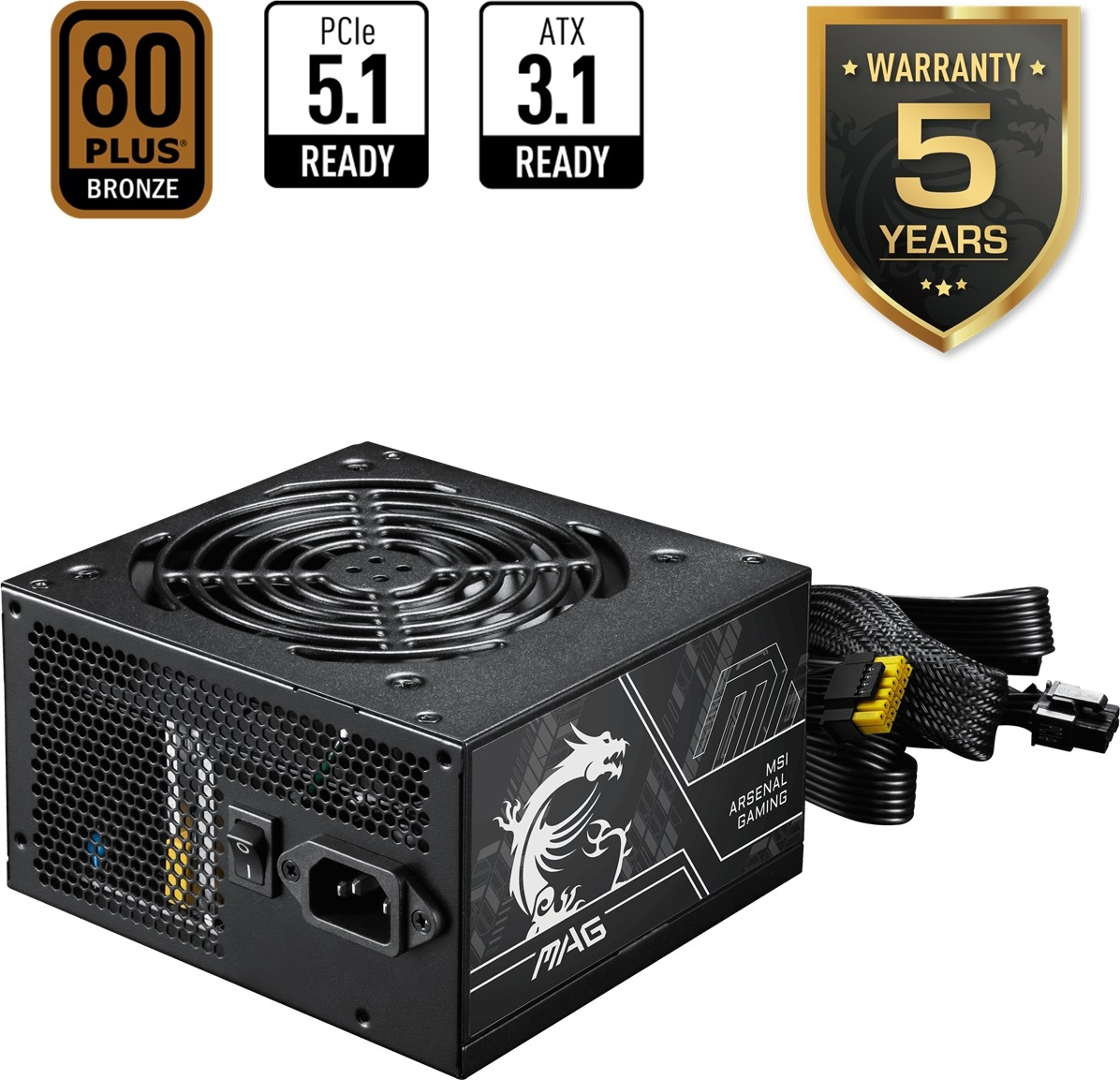 MSI 750W 80+ BRONZE MAG FORGE 121A B75 PCIE5 II Gaming Mid-Tower PC Kasası
