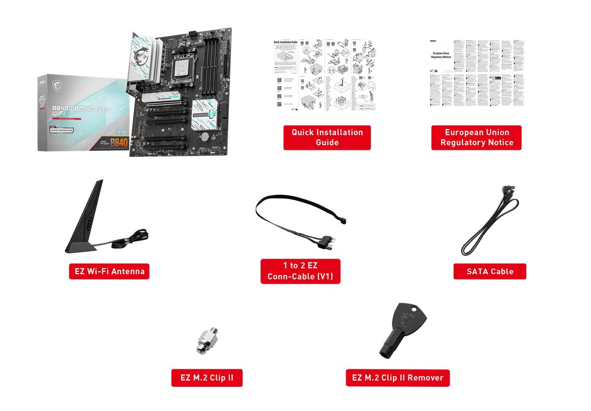 MSI B840 GAMING PLUS WIFI7 DDR5 HDMI-TYPEC PCIE 4.0 AM5 ATX