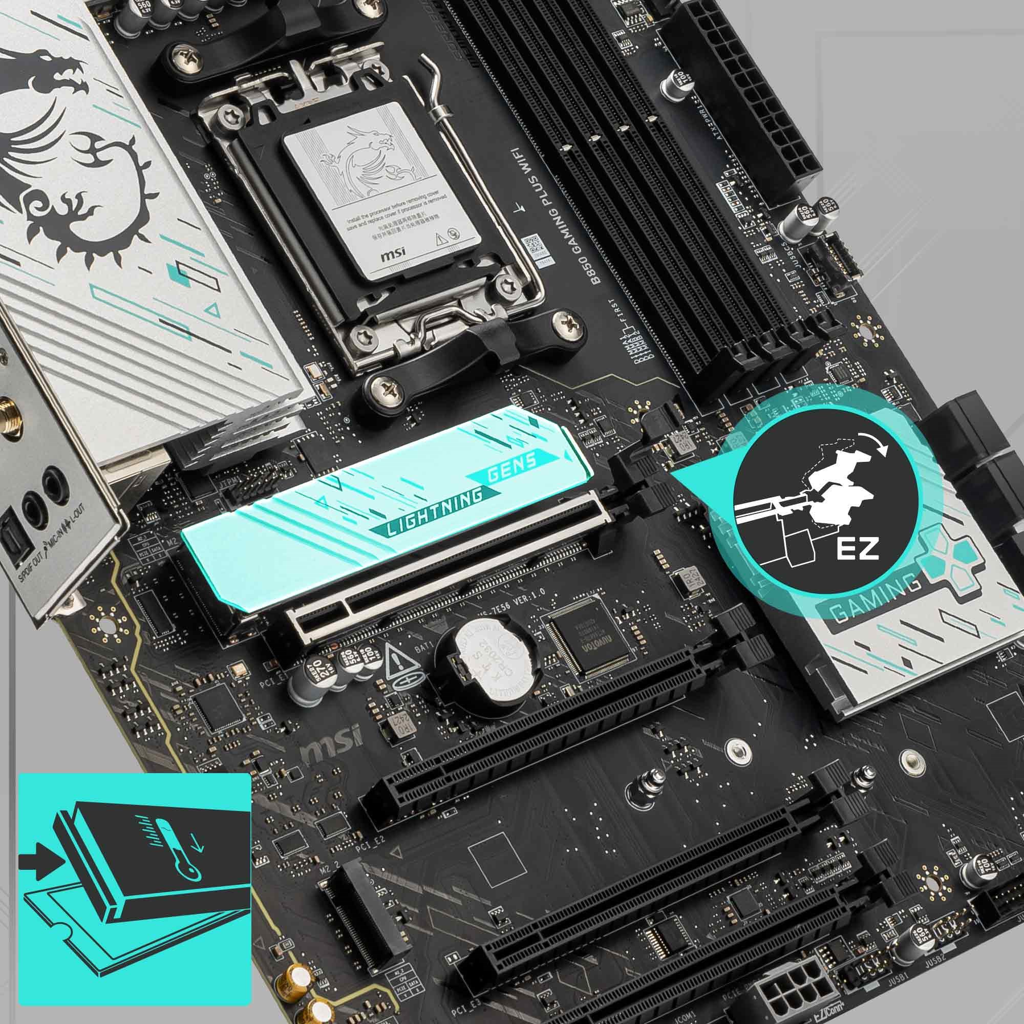 MSI B850 GAMING PLUS WIFI6E DDR5 HDMI-DP TYPEC PCIE 5.0 AM5 ATX