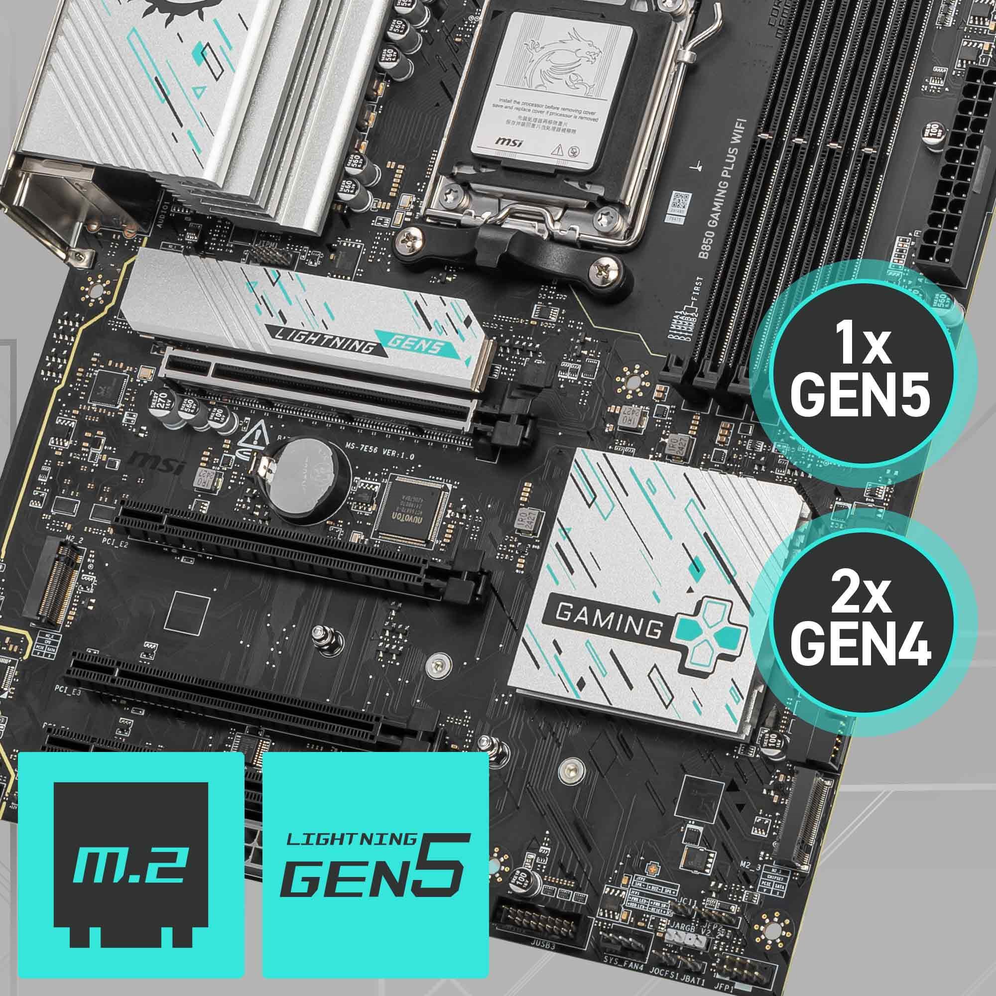MSI B850 GAMING PLUS WIFI6E DDR5 HDMI-DP TYPEC PCIE 5.0 AM5 ATX