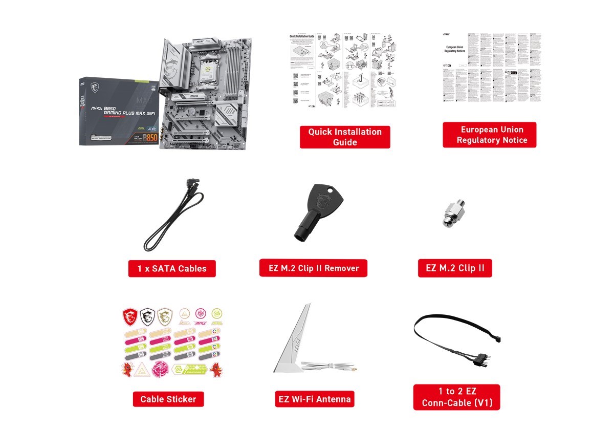 MSI MAG B850 GAMING PLUS MAX WIFI7 DDR5 HDMI-DP TYPEC PCIE 5.0 AM5 ATX