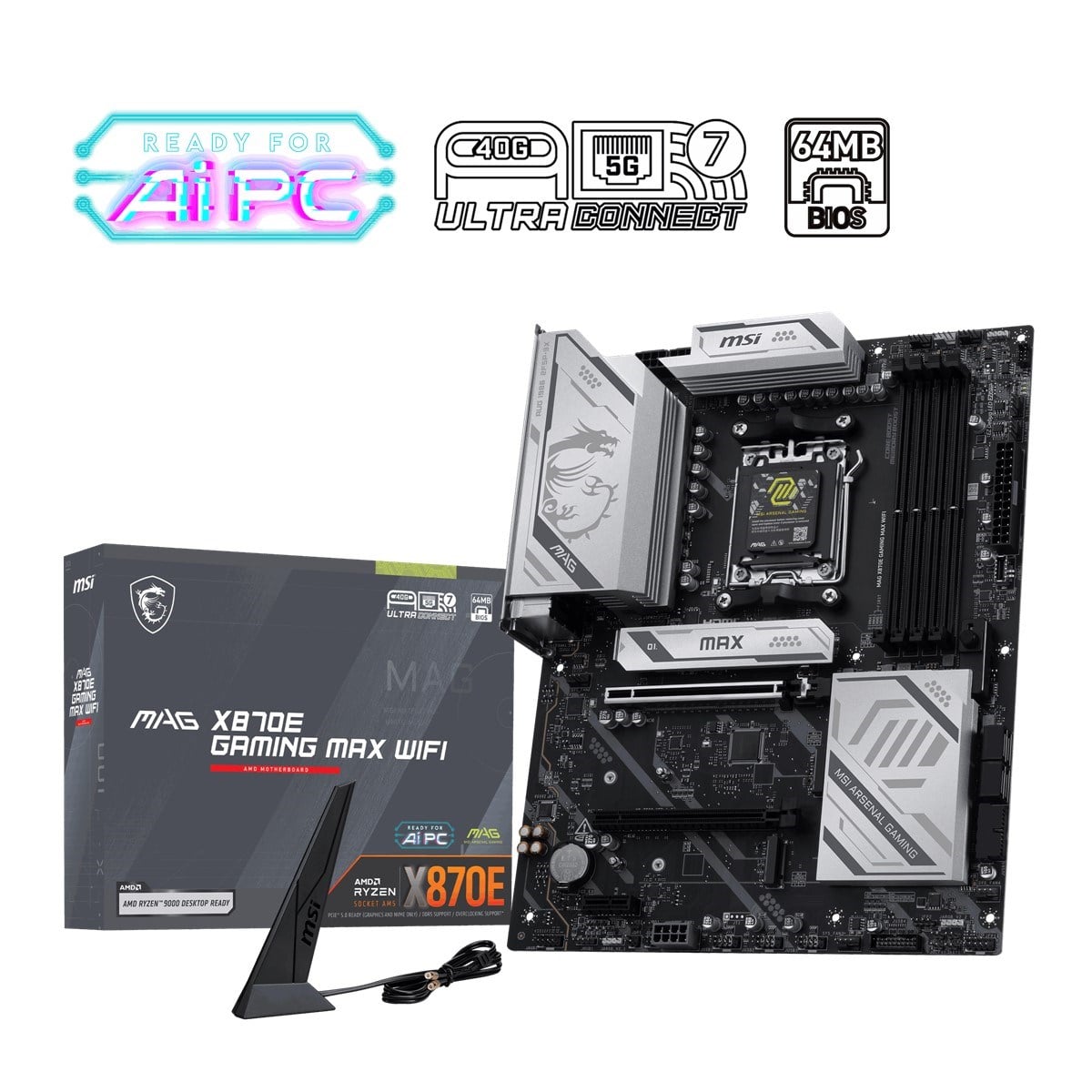 MSI MAG X870E GAMING MAX WIFI7 DDR5 HDMI-DP PCIE 5.0 AM5 ATX