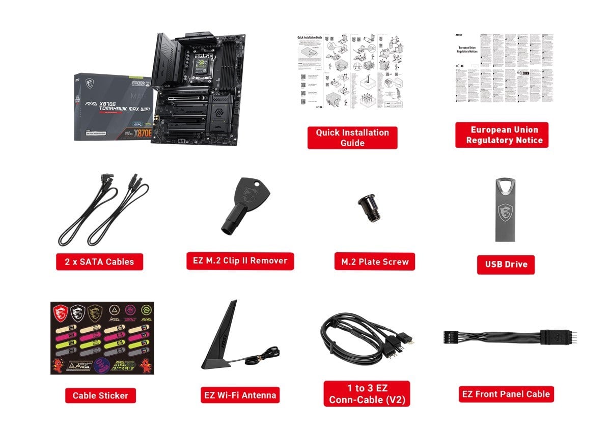 MSI MAG X870E TOMAHAWK MAX WIFI7 DDR5 HDMI-DP TYPEC PCIE 5.0 AM5 ATX