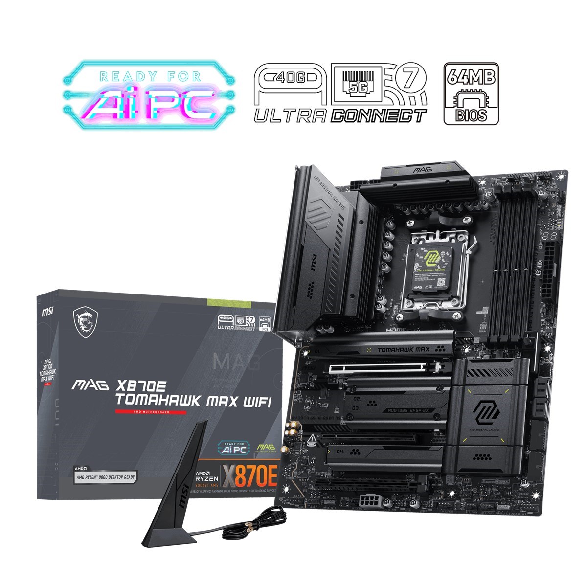 MSI MAG X870E TOMAHAWK MAX WIFI7 DDR5 HDMI-DP TYPEC PCIE 5.0 AM5 ATX