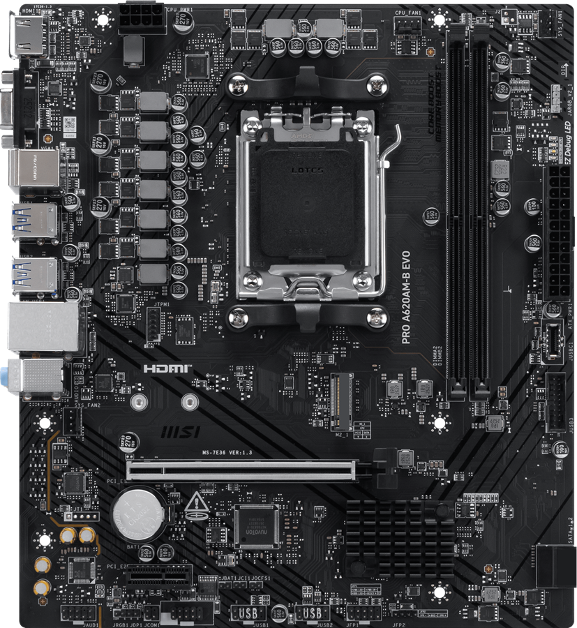 MSI PRO A620AM-B EVO DDR5 HDMI PCIE 4.0 AM5 mATX