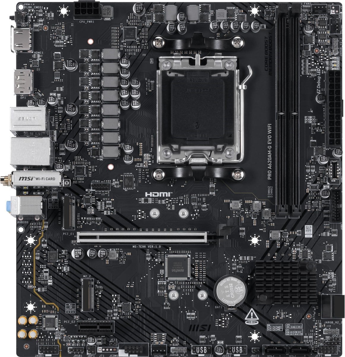 MSI PRO A620AM-G EVO WIFI6E DDR5 HDMI-DP PCIE 4.0 AM5 mATX