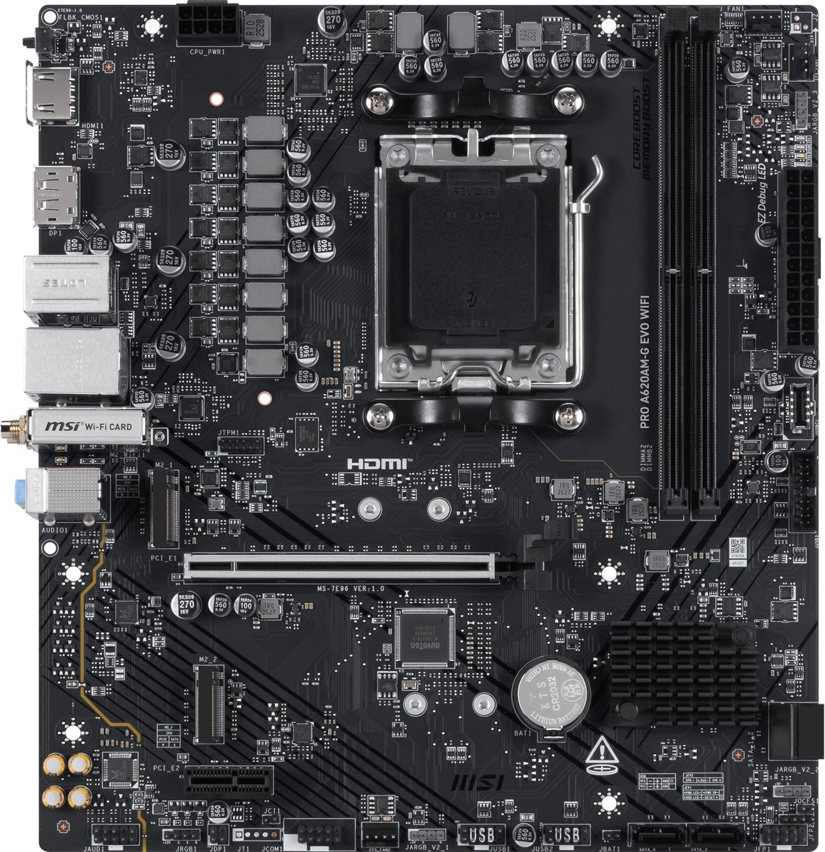 MSI PRO A620AM-G EVO WIFI6E DDR5 HDMI-DP PCIE 4.0 AM5 mATX