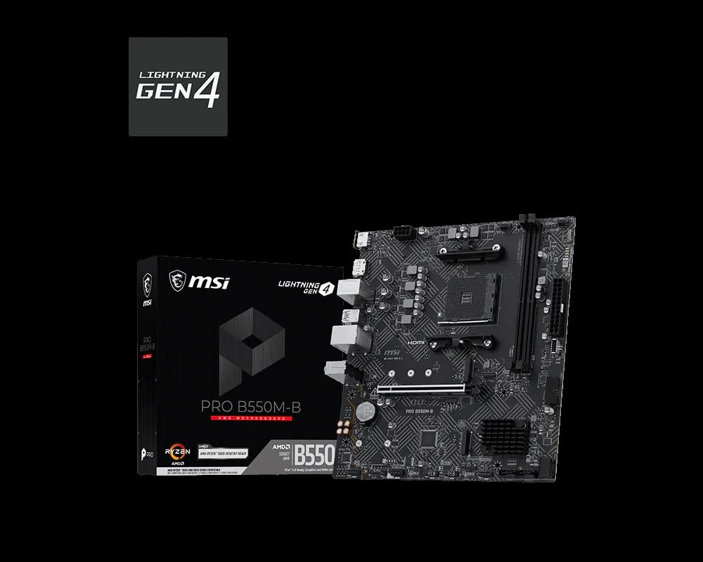 MSI PRO B550M-B AM4 DDR4 4600(OC) HDMI DP 2x M.2 USB 5Gbps mATX